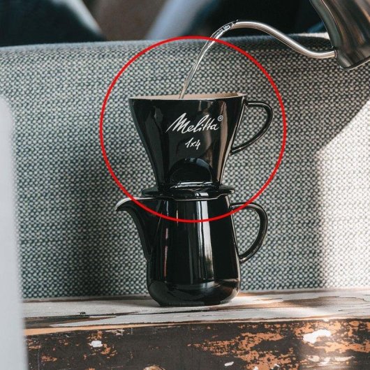 Portafiltros Melitta 1x4 Porcelana Negro 6 Tazas Dos Salidas Fácil Limpieza