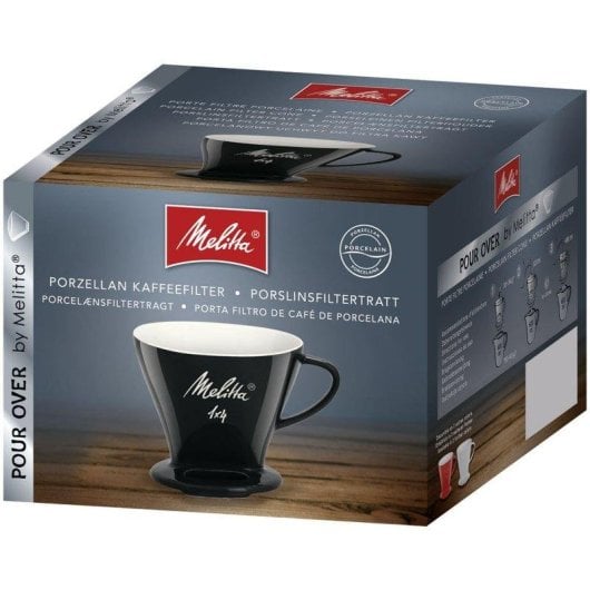 Portafiltros Melitta 1x4 Porcelana Negro 6 Tazas Dos Salidas Fácil Limpieza