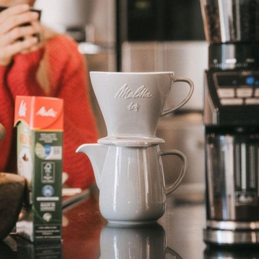 Set Pour Over Melitta 1x4 Porcellana Con Caraffa 0,6L Doppia Uscita