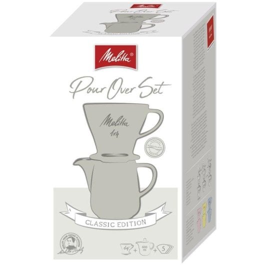 Set Pour Over Melitta 1x4 Porcellana Con Caraffa 0,6L Doppia Uscita