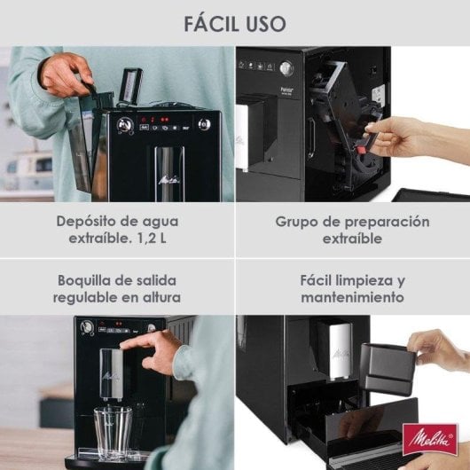 Cafetera Superautomática Melitta Solo E950-544 Compacta Función x2 Limpieza automática