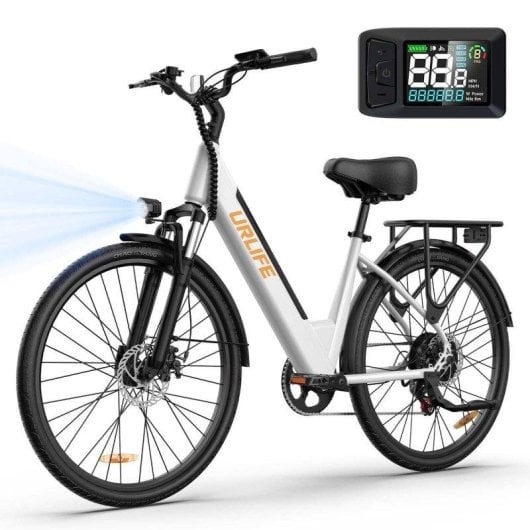 Bicicletta elettrica URLIFE E26 Motore 250W Batteria 36V 13Ah Freni a disco 26 pollici Bianco
