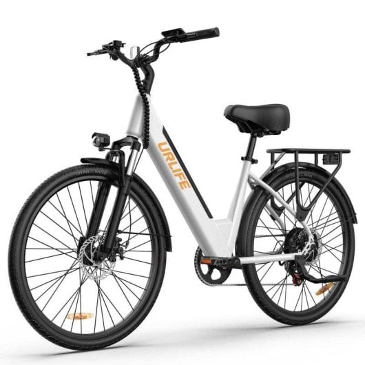 Bicicletta elettrica URLIFE E26 Motore 250W Batteria 36V 13Ah Freni a disco 26 pollici Bianco