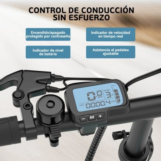 Bicicleta eléctrica Eskute F100 plegable 14" 250 W batería 36 V 9 Ah gris