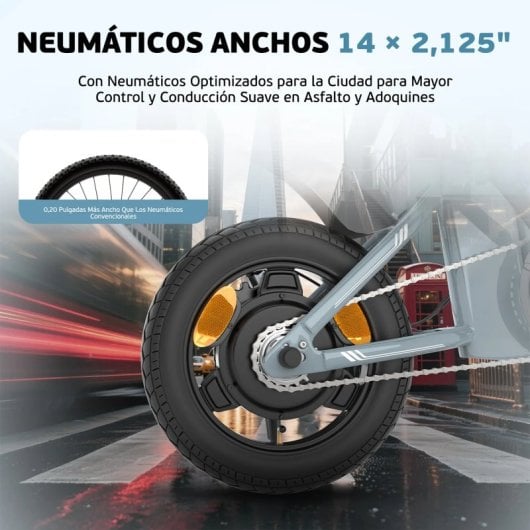 Bicicleta eléctrica Eskute F100 plegable 14" 250 W batería 36 V 9 Ah gris