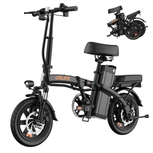 Elektrofahrrad URLIFE F1L 14 Zoll 350W 48V Klappbar Scheibenbremse Schwarz