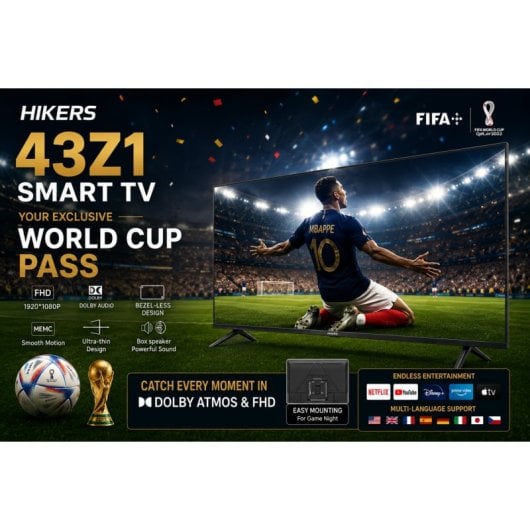 Téléviseur Hikers 43Z1 43 pouces Full HD Android Dolby Atmos Noir