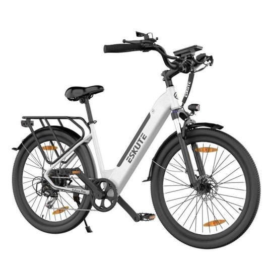 Bicicleta eléctrica Eskute Polluno Plus 28" 250W batería 36V 20Ah 7 velocidades blanco