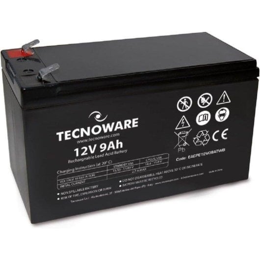 Bateria Tecnoware 12V 9Ah Chumbo-Ácido Selada Faston 6.3mm para UPS e Alarmes