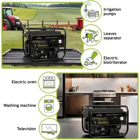 Gerador Tecnoware H-Greengine Hi-Power 4200 VA Gasolina Arranque Elétrico Manual