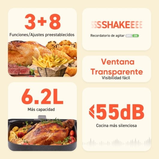 Fritadeira Elétrica Cosori Premium II Plus 6.2L 1700W com Janela e Tela Inclinada