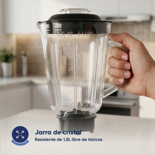 Origial Blend&Mix Glass 1000W Batidora de vaso, cristal 1,5 L, pica hielo, acero inox