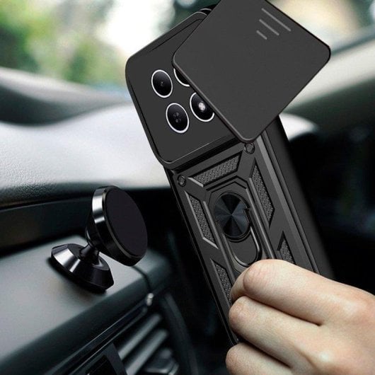 Handyhülle Cool Hard Ring Stoßfest PC TPU Aluminium Schwarz Magnet für Xiaomi Redmi Note 15 Pro