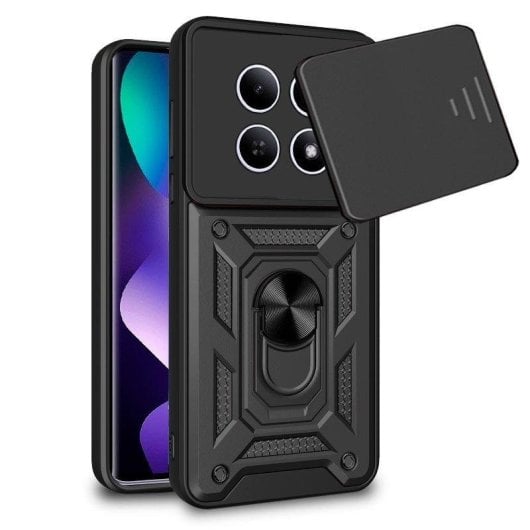 Handyhülle Cool Hard Ring Stoßfest PC TPU Aluminium Schwarz mit Magnet für Xiaomi Redmi Note 15 5G oder POCO M8