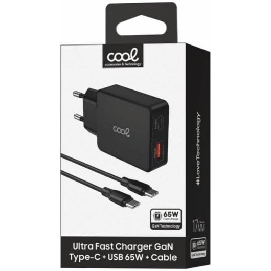 Netzladegerät Cool 8434847082516 65W GaN USB Typ-C Schnellladung Schwarz