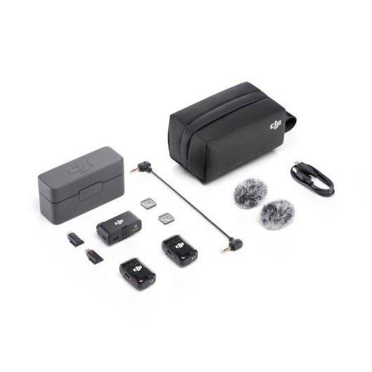 Microphone DJI Mic 2 sans fil double avec boîtier de charge et réduction de bruit