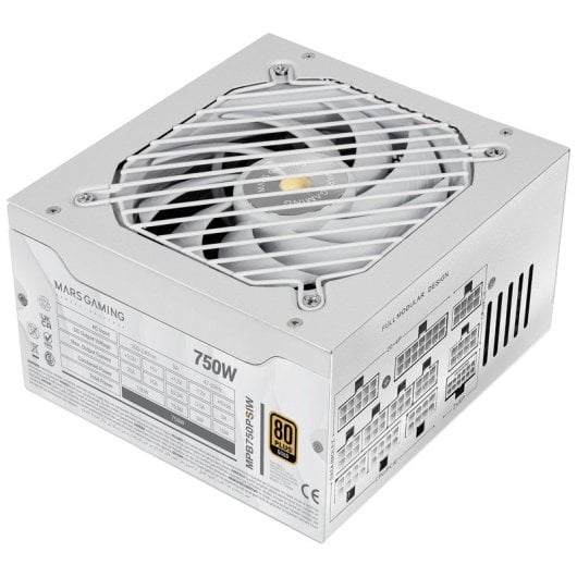 Mars Gaming Mpb750psi Fuente Alimentación 750w Atx 3.1 Pcie 5.1 80 Plus Gold Blanco
