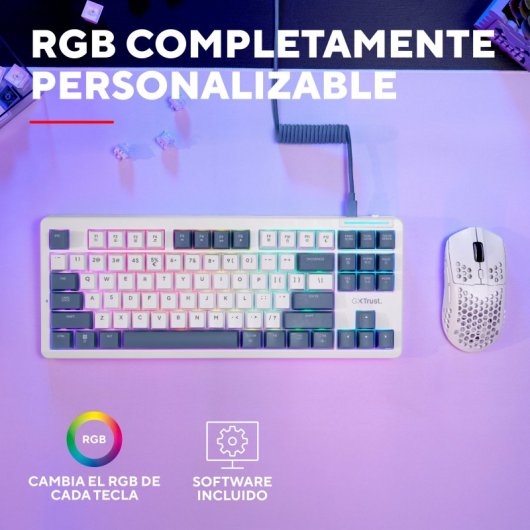Teclado Trust GXT 872 Xyra mecánico TKL RGB con switches hot-swap y layout español