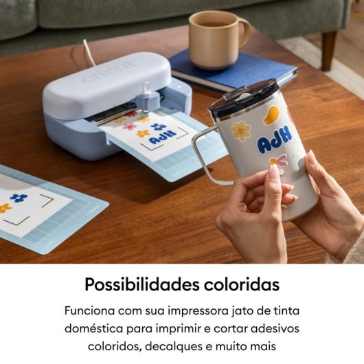 Plotter Cricut Joy 2 Azul Compacto Bluetooth Pack Essential Ferramentas e Materiais