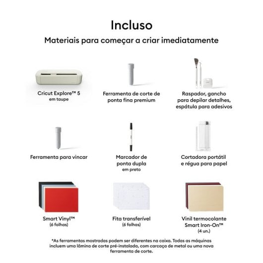 Plotter de Corte Cricut Explore 5 Castanho Taupe Pack Essential Bluetooth USB-C
