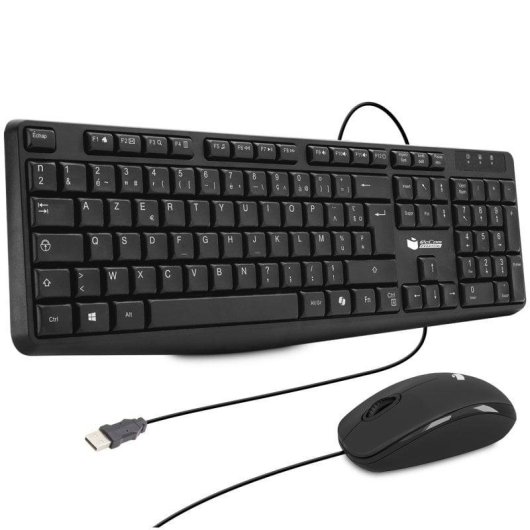 Clavier PcCom Essential MK20 AZERTY avec touche Copilot et souris optique noire