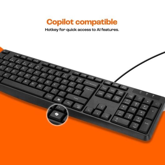 Teclado PcCom Essential MK20 com tecla Copilot Português Preto