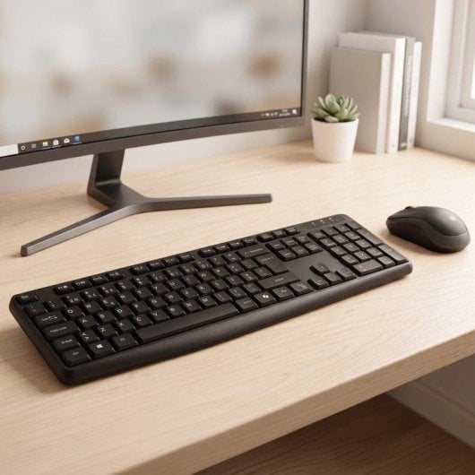 Teclado PcCom Essential MK20 Wireless com tecla Copilot português preto