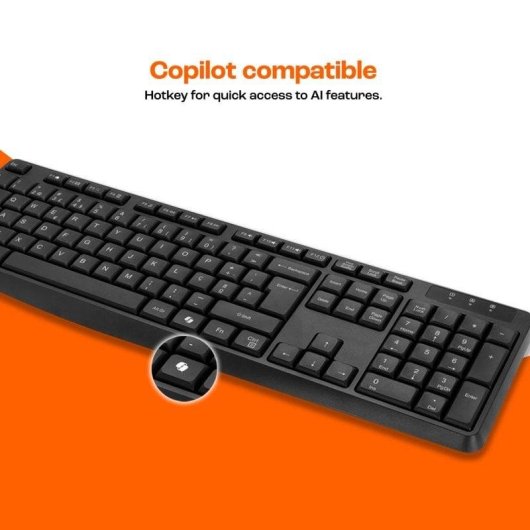 Teclado PcCom Essential MK20 Wireless com tecla Copilot português preto