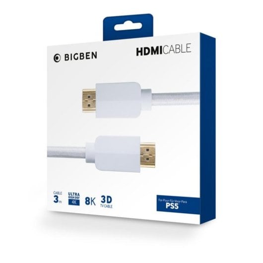 Cable HDMI NACON PS5HDMICABLE3MW 3 m Blanco HDMI 2.1 3D Chapado Oro