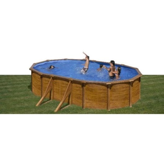 Piscina GRE KIT500W Oval Madeira 14550L Escada Filtro Cobertura