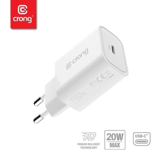 Caricatore CRONG CRG-TUSBC20-WHI USB-C 20W Power Delivery Quick Charge Bianco