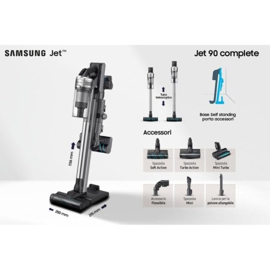 Akku Staubsauger Samsung VS20R9046T3 550W 60 Minuten HEPA Multi-Cyclonic Beutel