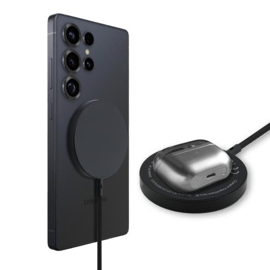 Cargador inalámbrico Samsung GP-SACBMSALK25 Qi2 USB carga rápida negro