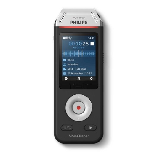 Dictafone Philips Voice Tracer DVT2110/00 Estéreo 8GB LCD USB-C Preto