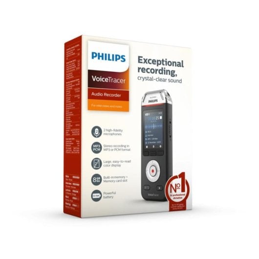 Diktiergerät Philips Voice Tracer DVT2110/00 Stereo 8GB USB-C Schwarz
