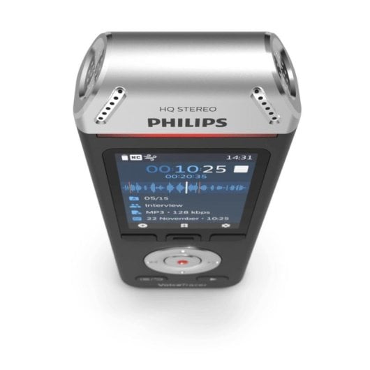Dictafone Philips Voice Tracer DVT2110/00 Estéreo 8GB LCD USB-C Preto