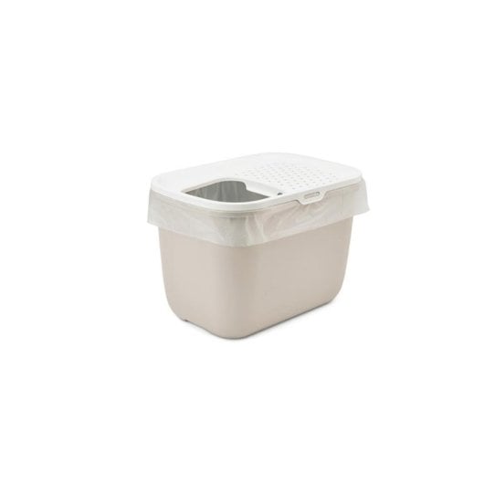 Caja de arena para gatos Savic Hop In entrada superior beige blanco 58,5x39x39,5 cm