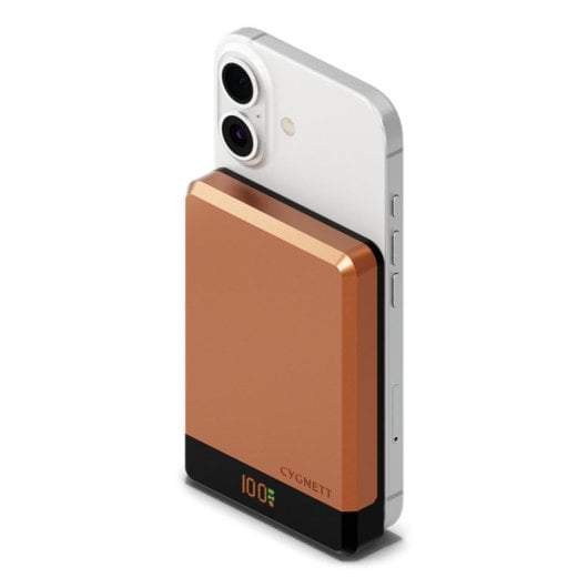 Batería externa Cygnett MagSlim 10000 mAh inalámbrica cobre MagSafe