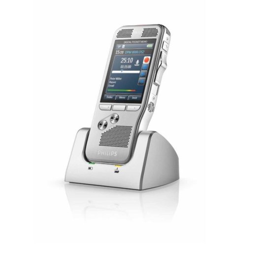 Dictaphone Philips DPM8100 2 Micros 700h Écran TFT 2.4" USB SD Argent