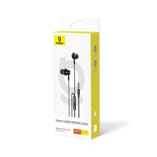 Auriculares Baseus ENCOK HZ11 con cable Jack 3,5 mm para llamadas, música y deporte, color negro