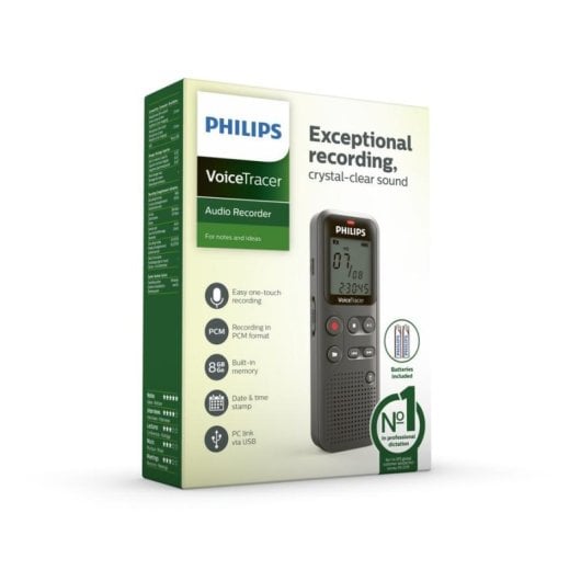 Grabadora de audio digital Philips VoiceTracer 12 kHz 750-18000 Hz gris