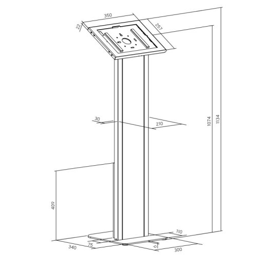 Supporto da pavimento universale Kimex per tablet Apple e Samsung da 12,9'' a 13'', bianco