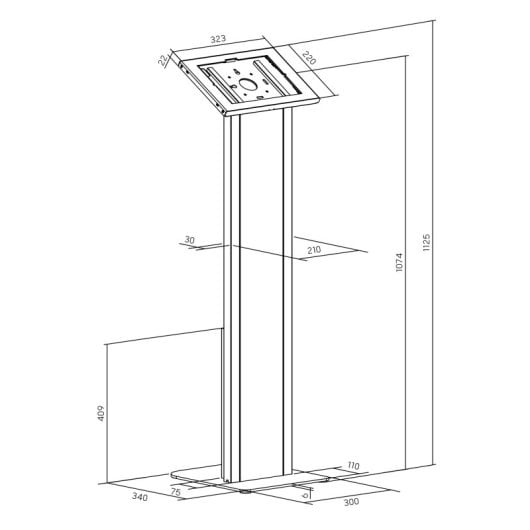 Supporto da pavimento universale Kimex per tablet Apple e Samsung da 10,9'' a 11'', bianco