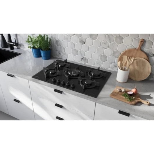 Placa Balay 3ETG676RB Gas 75 cm Vidrio Templado 5 Zonas Wok Integrada Negra