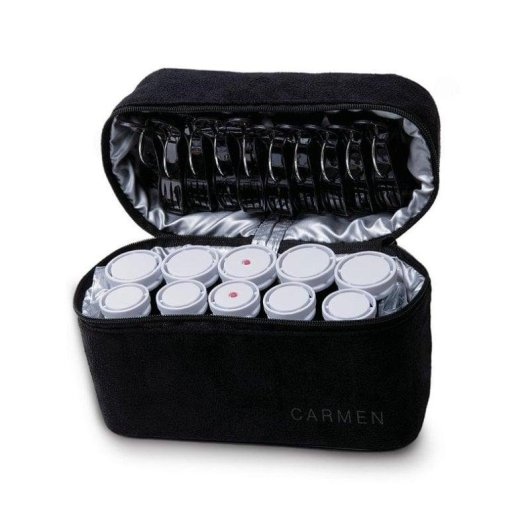 Enrolador de Cabelo Carmen Travel Set 10 Peças 55W Compacto Preto e Branco
