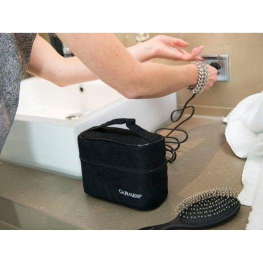 Enrolador de Cabelo Carmen Travel Set 10 Peças 55W Compacto Preto e Branco