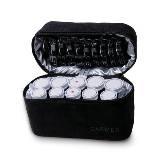 Enrolador de Cabelo Carmen Travel Set 10 Peças 55W Compacto Preto e Branco