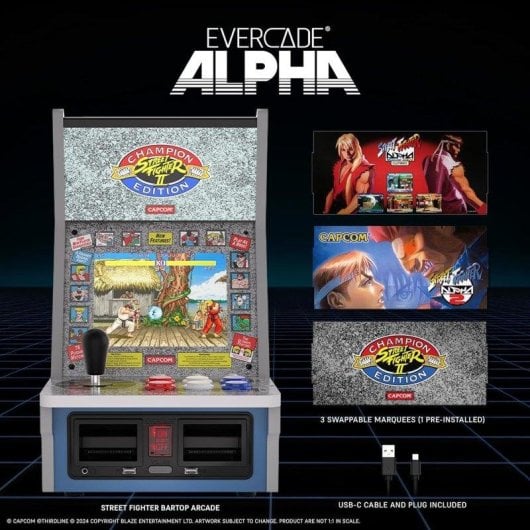 Blaze Evercade Alpha Street Fighter Retro Processeur Custom 0GB Bartop 8 pouces Blanc