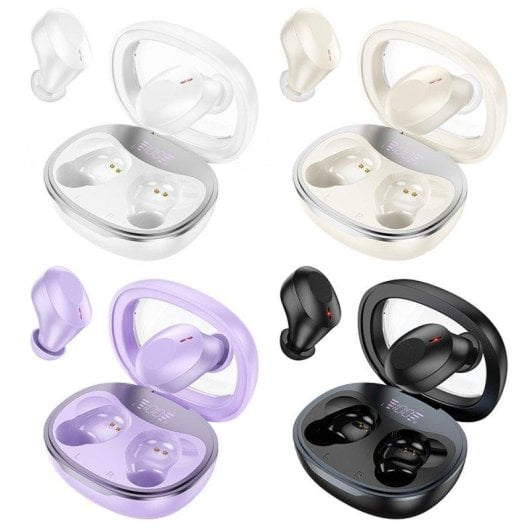 Auriculares Hoco EQ3 inalámbricos Bluetooth 5.3 con pantalla digital y soporte Siri blancos