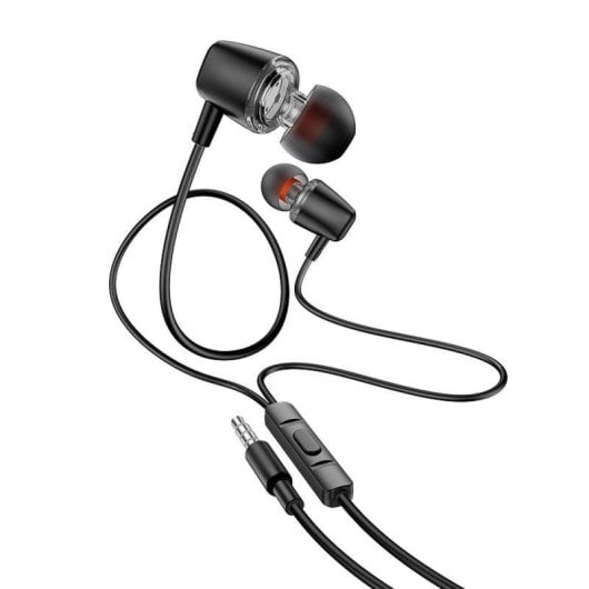 Auricolari Hoco M107 con cavo Jack 3.5 mm per uso quotidiano con microfono, neri